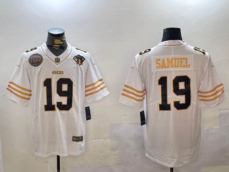 Men San Francisco 49ers #19 Samuel White Gold 2024 Nike Limited NFL Jersey style 12301->san francisco 49ers->NFL Jersey